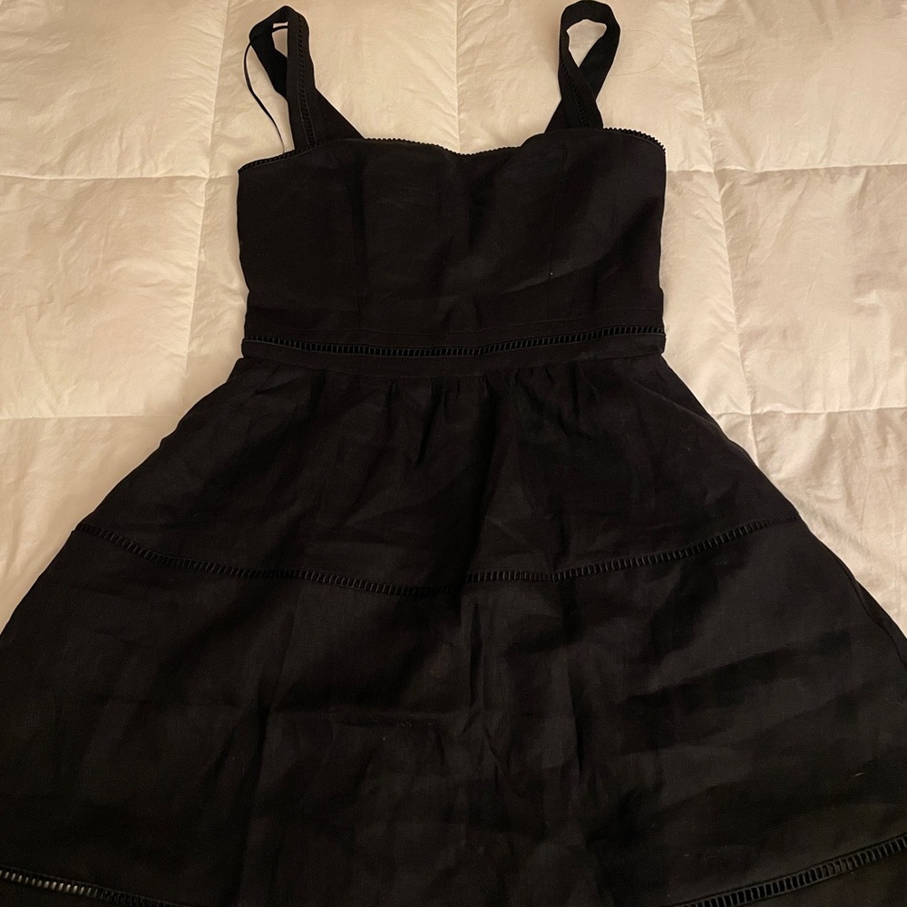 Reformation Everett Black Linen Mini Dress